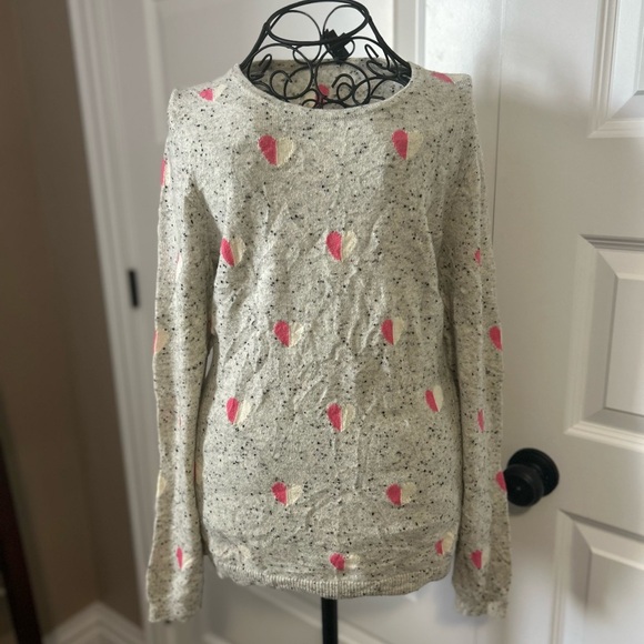Talbots Gray Cashmere Sweater with Pink Accents - Picture 1 of 9